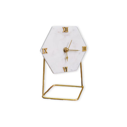 Timeless White Marble Antique Style Table Clock | 6 x 5 inches