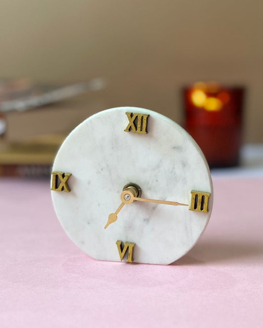 Decorative Round Marble Desktop Table Clock