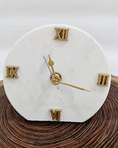 Decorative Round Marble Desktop Table Clock