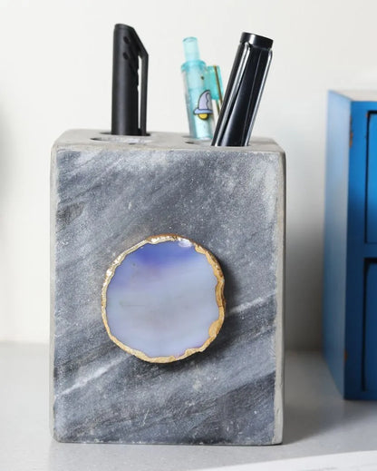 Agate Marble Pen Stand | 3 x 3 x 4 inches