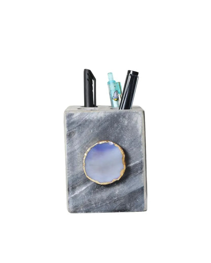 Agate Marble Pen Stand | 3 x 3 x 4 inches