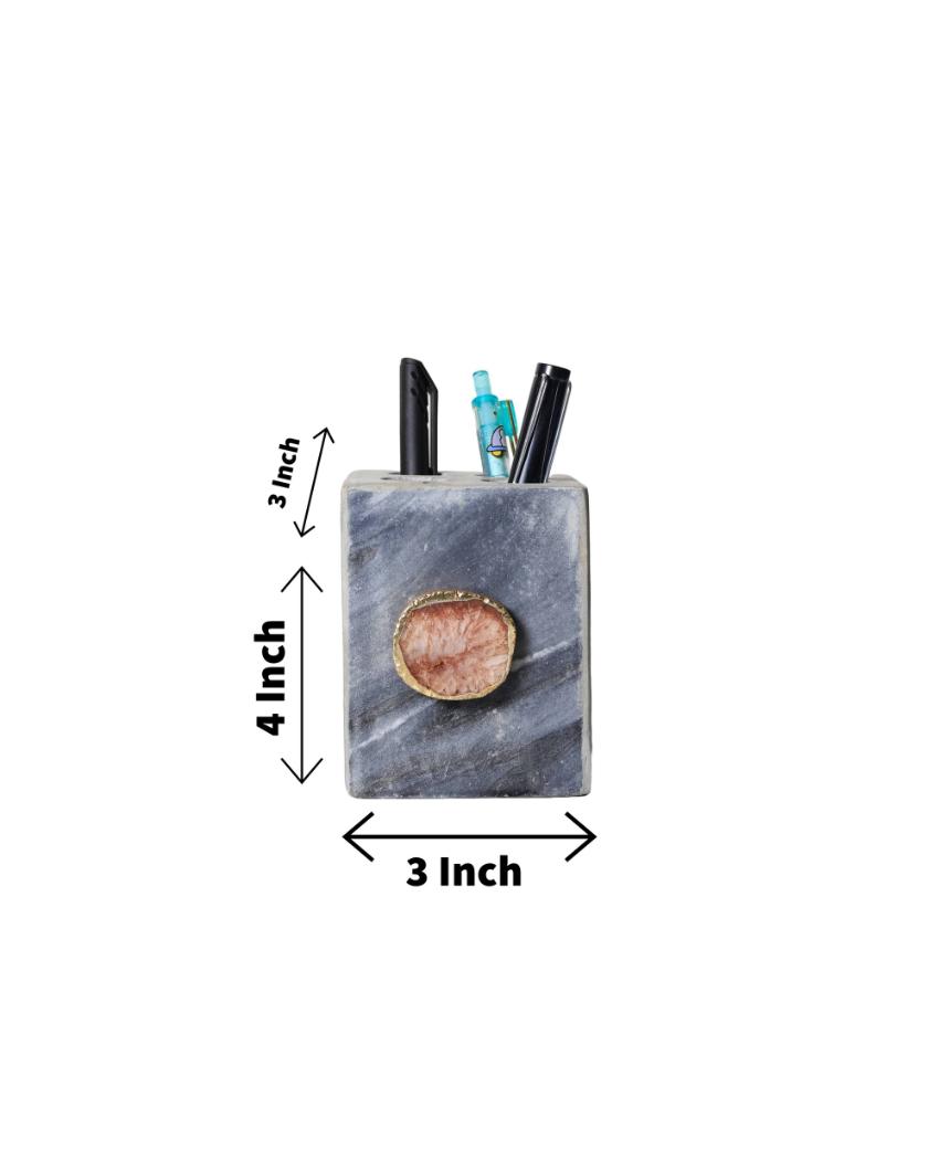 Agate Marble Pen Stand | 3 x 3 x 4 inches