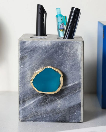 Agate Marble Pen Stand | 3 x 3 x 4 inches