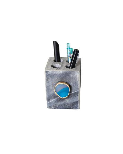 Agate Marble Pen Stand | 3 x 3 x 4 inches