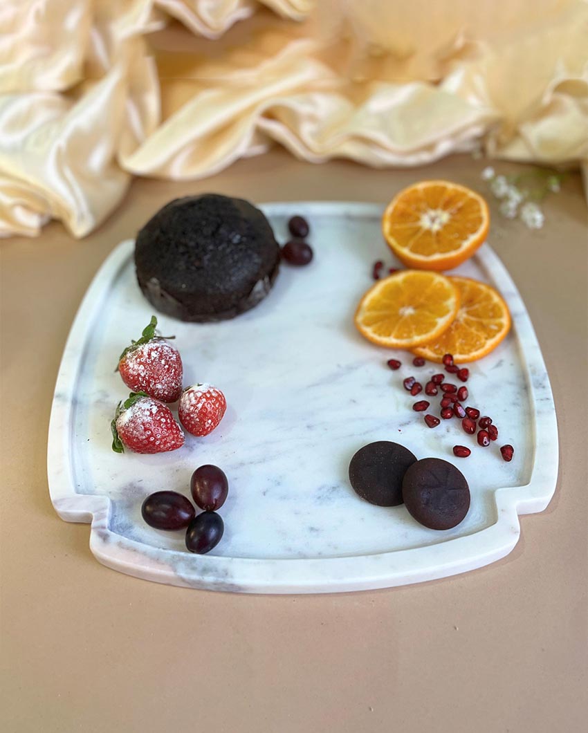 Natural White Marble Serving Platter | 12 inches