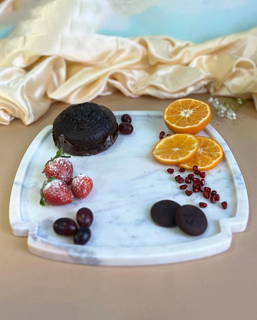 Natural White Marble Serving Platter | 12 inches