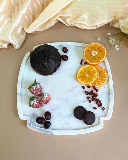 Natural White Marble Serving Platter | 12 inches