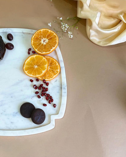 Natural White Marble Serving Platter | 12 inches