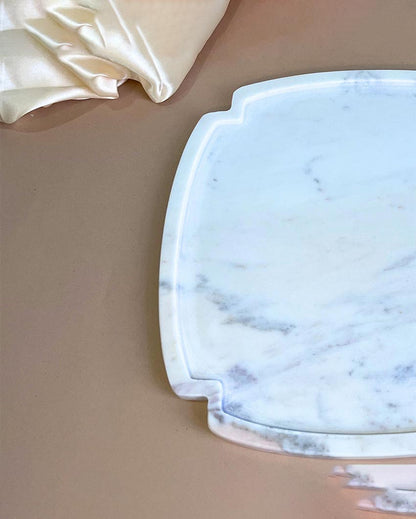 Natural White Marble Serving Platter | 12 inches