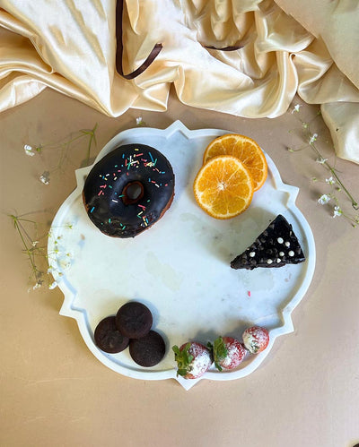 Beautiful Natural White Marble Serving Platter | 12 inches