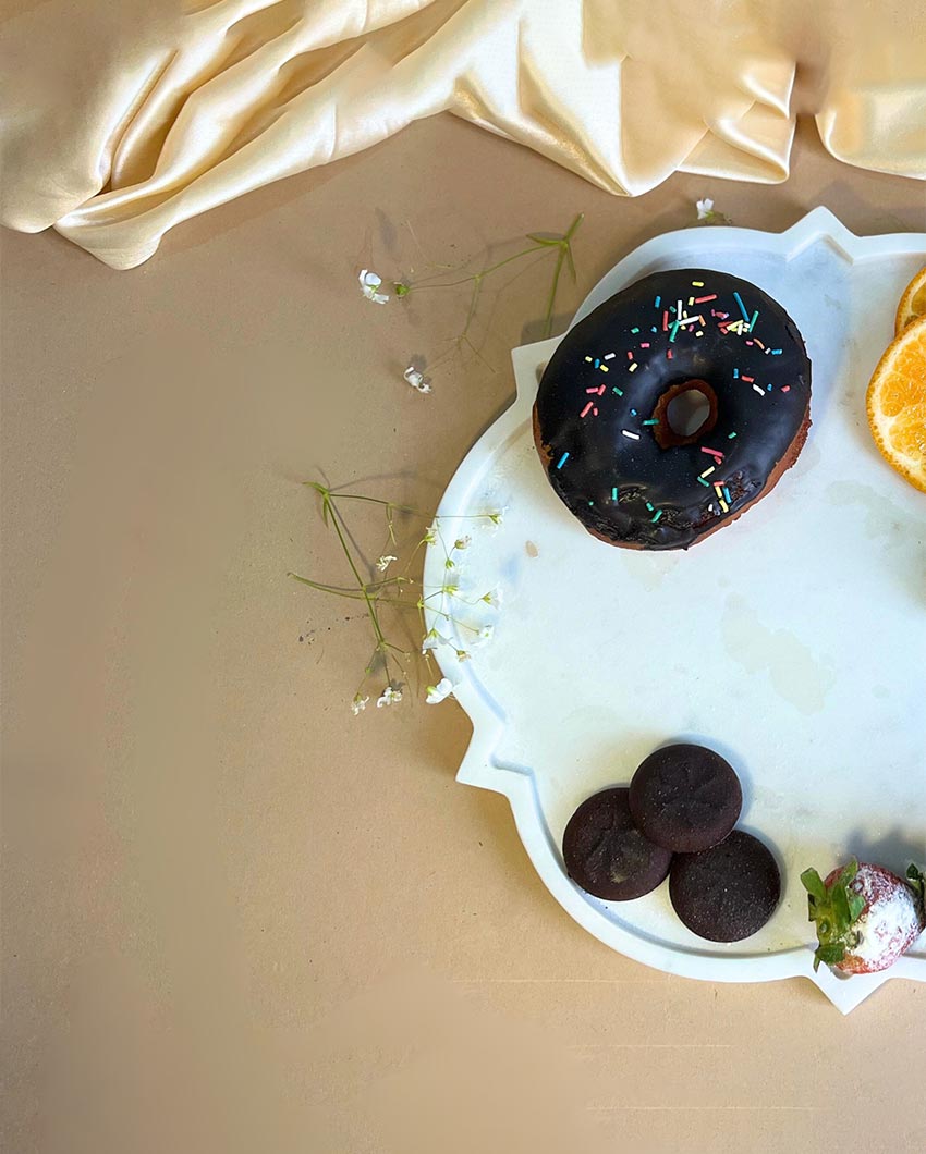 Beautiful Natural White Marble Serving Platter | 12 inches