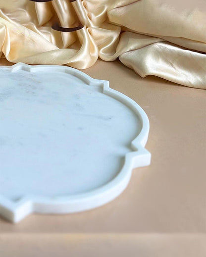 Beautiful Natural White Marble Serving Platter | 12 inches