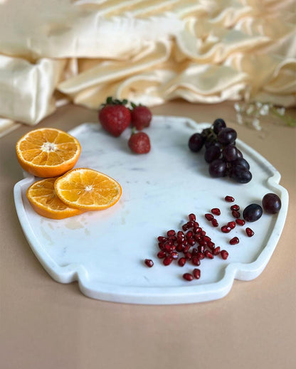 Durable Natural White Marble Serving Platter | 12 inches