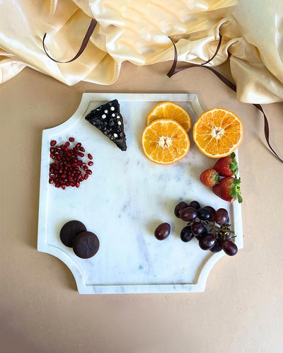 Classic Natural White Marble Serving Platter | 12 inches