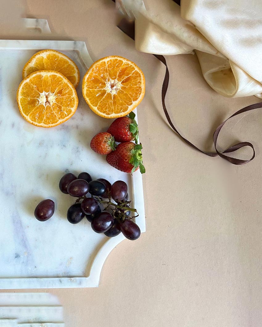 Classic Natural White Marble Serving Platter | 12 inches