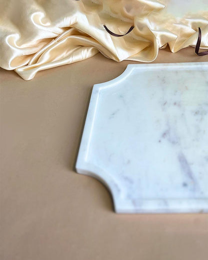 Classic Natural White Marble Serving Platter | 12 inches