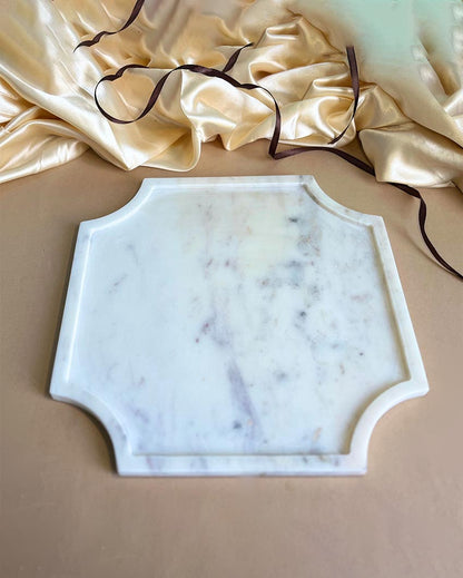 Classic Natural White Marble Serving Platter | 12 inches