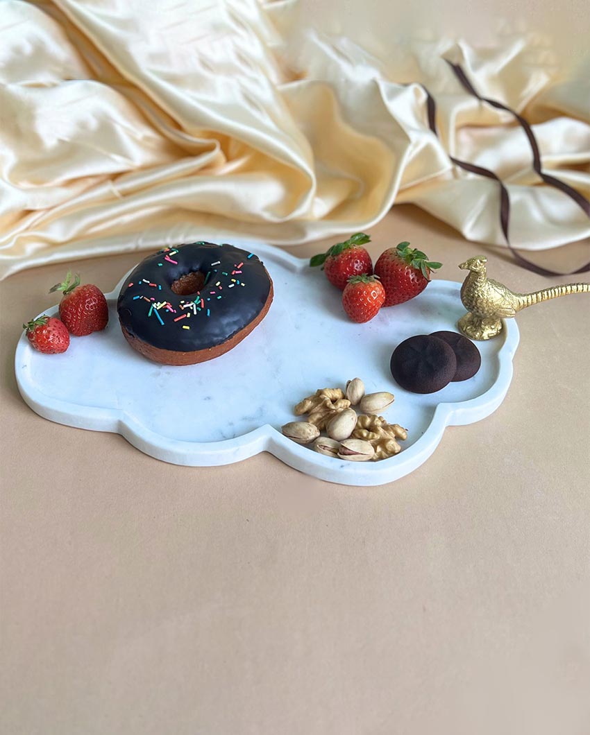 Premium Natural White Marble Serving Platter | 12 inches