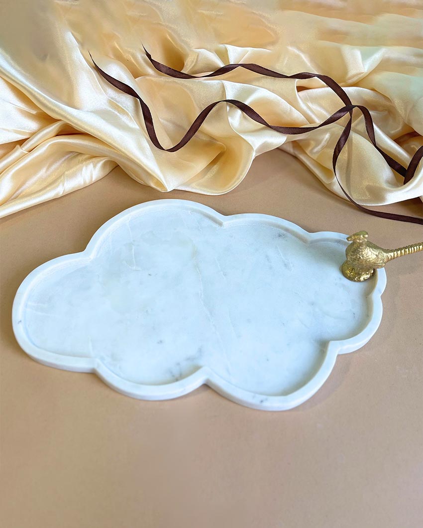 Premium Natural White Marble Serving Platter | 12 inches