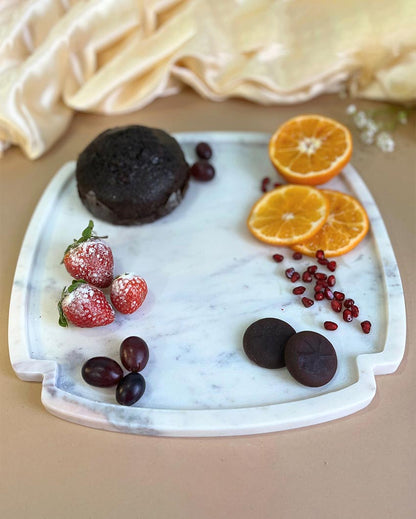 Unique Natural White Marble Serving Platter | 8 inches