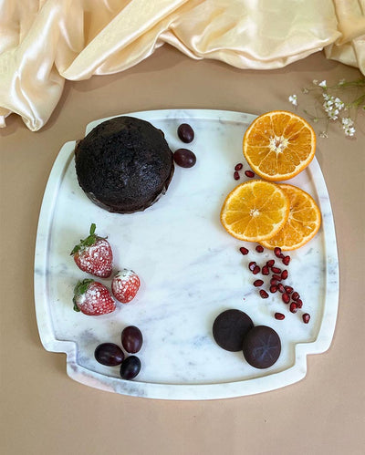 Unique Natural White Marble Serving Platter | 8 inches