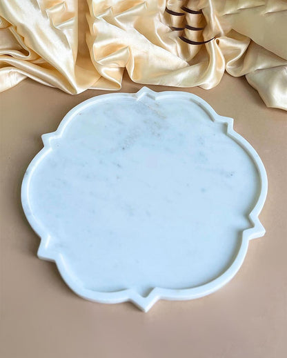 Refined Natural White Marble Serving Platter | 8 inches