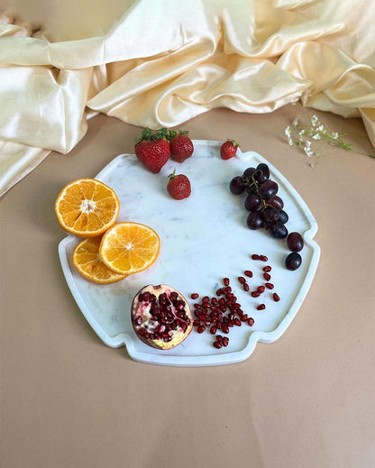 Polished Natural White Marble Serving Platter | 8 inches