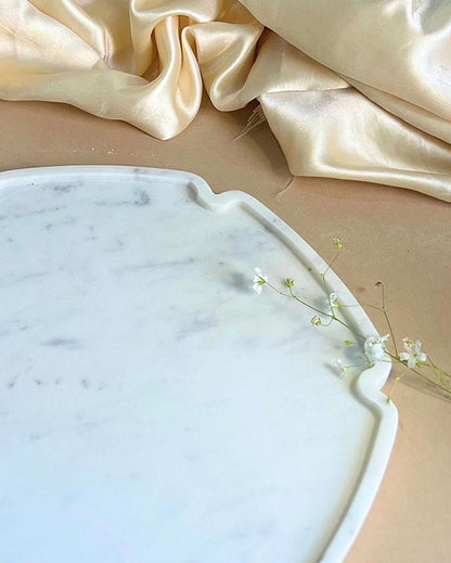 Polished Natural White Marble Serving Platter | 8 inches