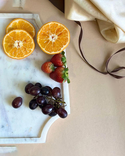 Versatile Natural White Marble Serving Platter | 8 inches