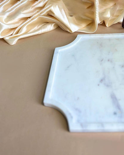 Versatile Natural White Marble Serving Platter | 8 inches