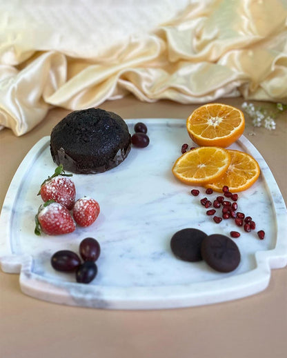 Simple Natural White Marble Serving Platter | 10 inches