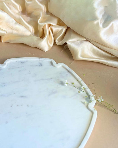 Minimal Natural White Marble Serving Platter | 10 inches