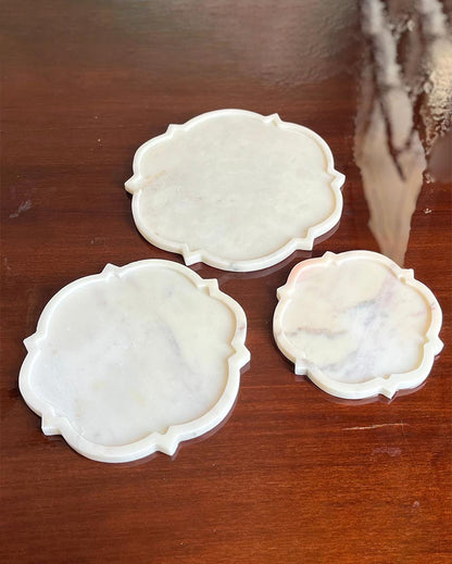 Clean Natural White Marble Serving Platter | Set of 3