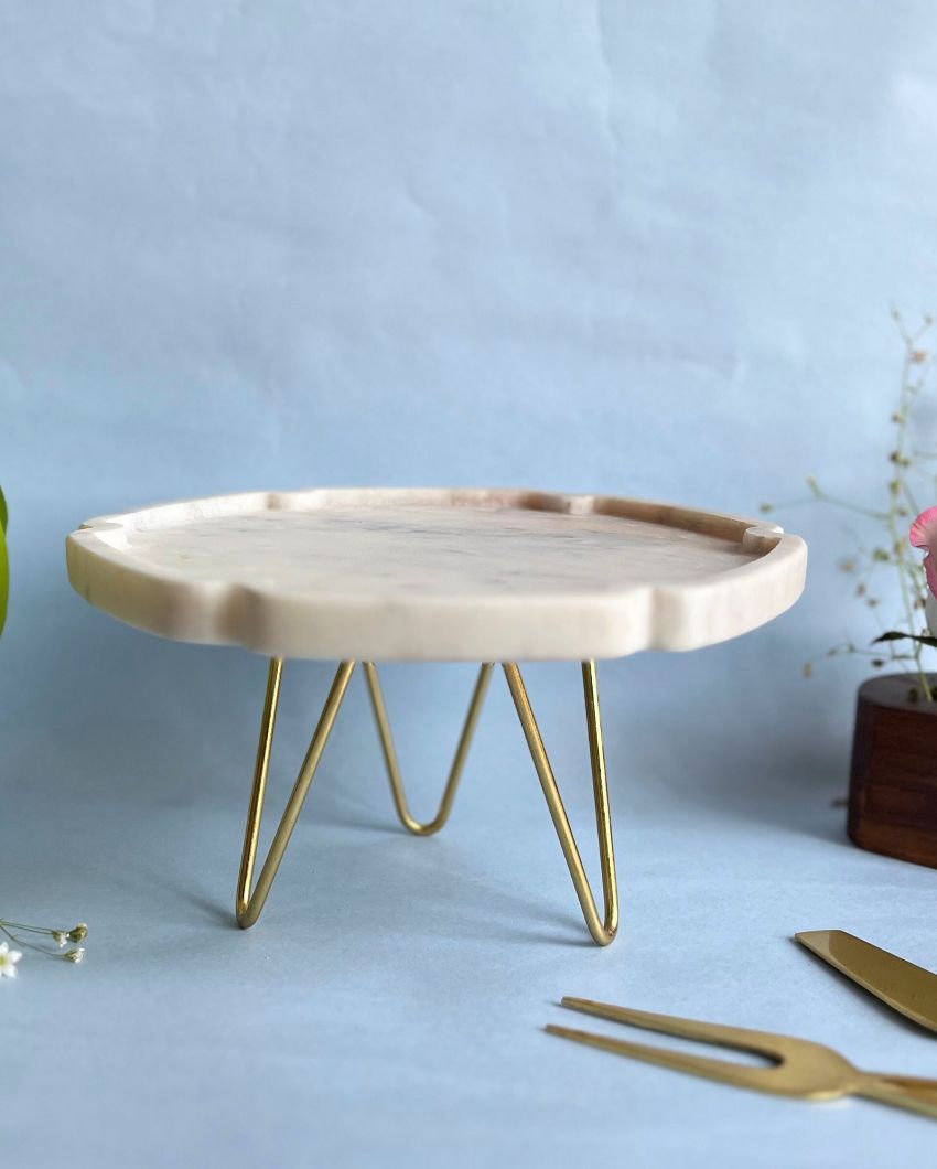 Hexagon Shape Decorative Marble Cake Stand | 8 x 8 x 4 inches