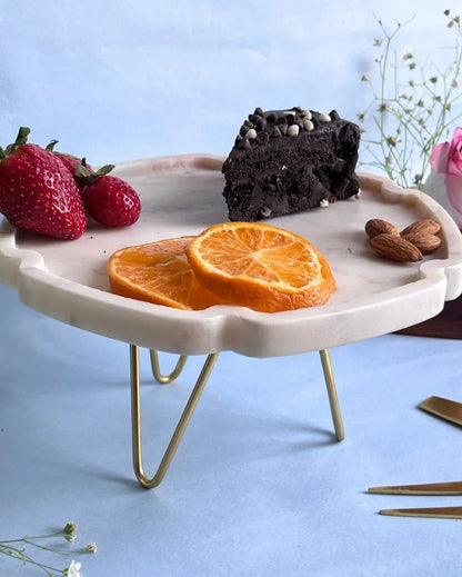 Hexagon Shape Decorative Marble Cake Stand | 8 x 8 x 4 inches