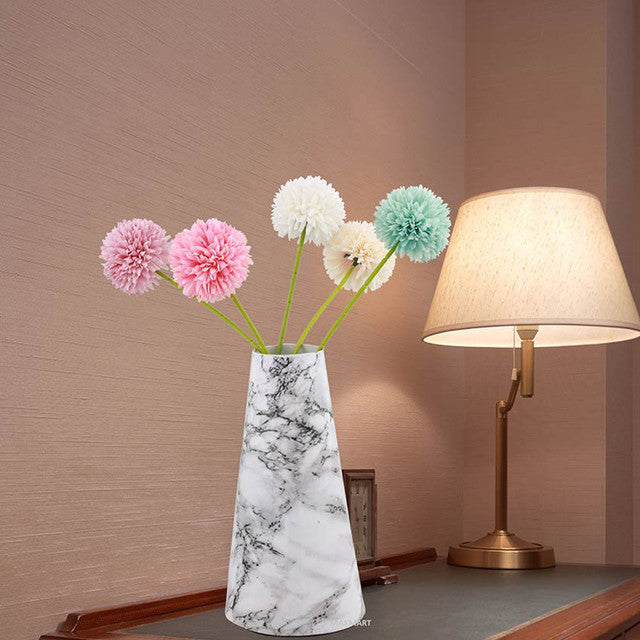 Marble Design Modern Metal Flower Vase | 5 x 9 inches