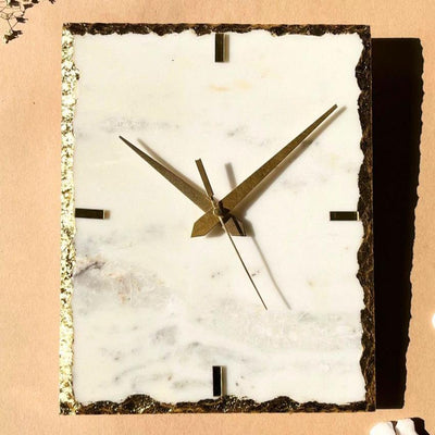 Rectangular Modern Design White Marble Wall Clock