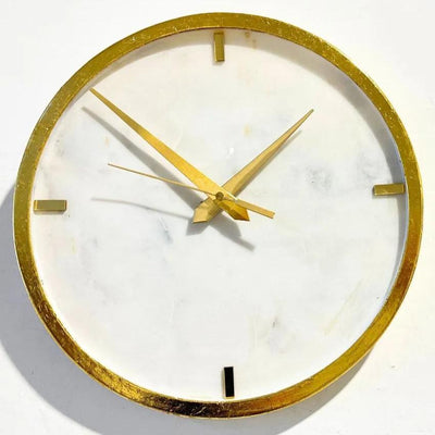 Decorative Simple White Marble Silent Round Wall Clock