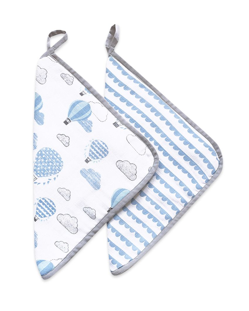 Up & Away Blue Organic Muslin Cotton Washcloths | Set Of 2