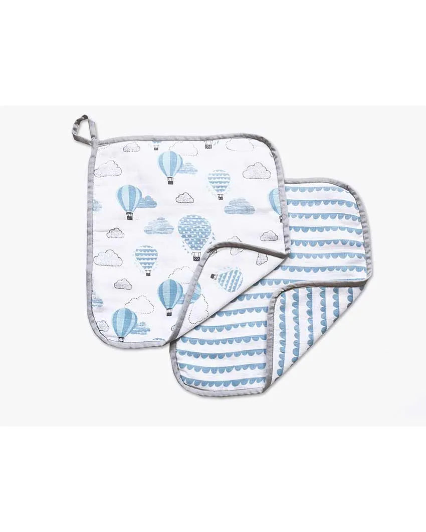 Up & Away Blue Organic Muslin Cotton Washcloths | Set Of 2