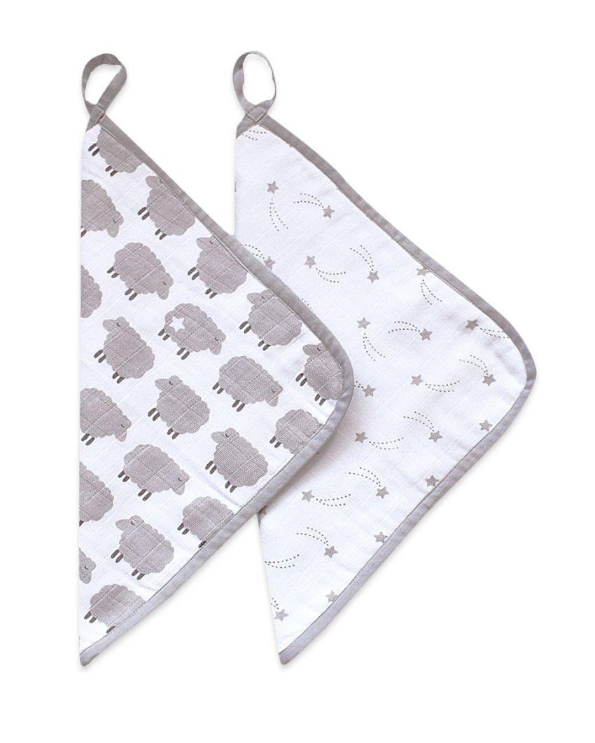 Counting Sheep Organic Muslin Washcloths | Set of 2 | 12 x 12 inches