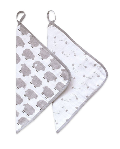 Counting Sheep Organic Muslin Washcloths | Set of 2 | 12 x 12 inches