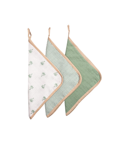 Soft Palm Organic Muslin Washcloths | Set of 3 | 11 x 11 inches