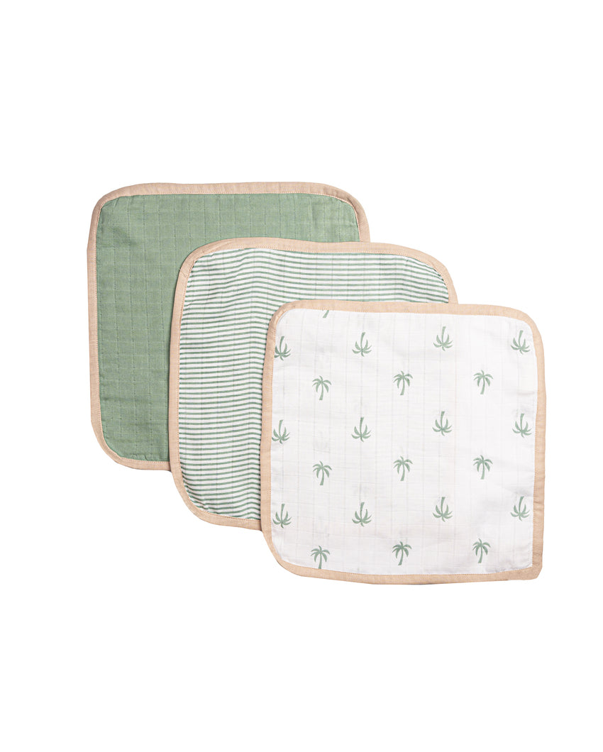 Soft Palm Organic Muslin Washcloths | Set of 3 | 11 x 11 inches