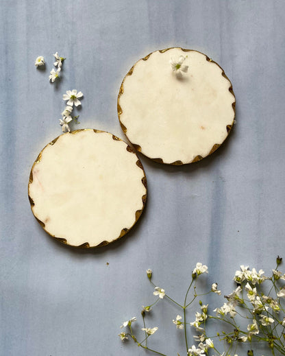 Ageless Round White Marble Coasters Set Of 2