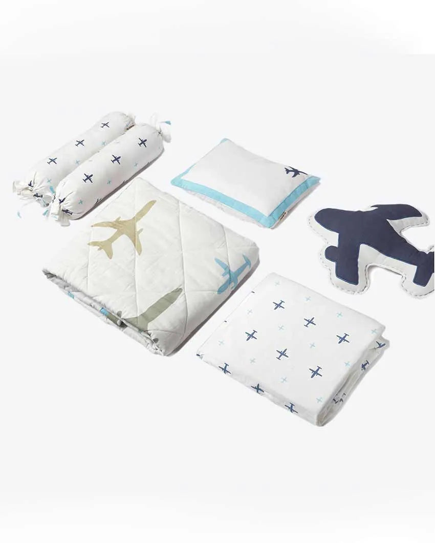 Dream Wings Organic Cotton Cot Bedding Set With Dohar Blanket | 42 x 42 inches