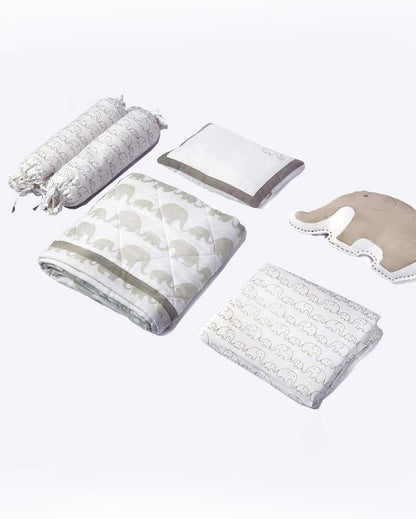 Elephant Parade Organic Cotton Cot Bedding Set With Dohar Blanket