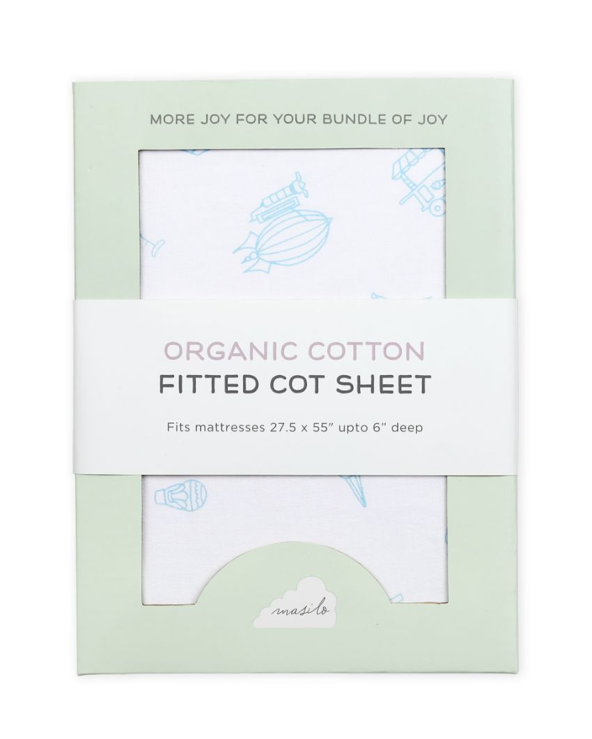 Carnival Blue Organic Cotton Fitted Cot Sheet | 55 x 27.5 inches