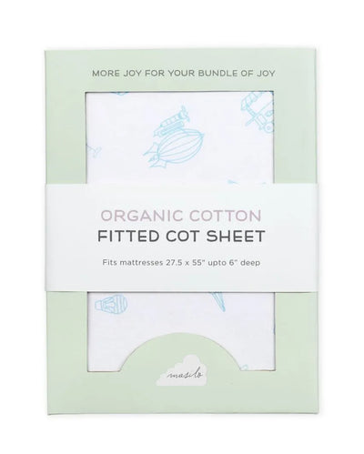 Carnival Blue Organic Cotton Fitted Cot Sheet | 55 x 28 inches