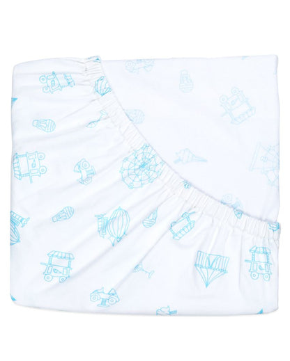 Carnival Blue Organic Cotton Fitted Cot Sheet | 55 x 27.5 inches